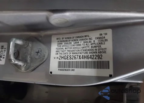 2004 Honda Civic Ex из США, поврежденный, VIN 2HGES267X4H642292